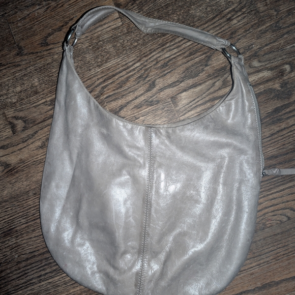 Elegant Gray Leather Hobo Bag - Picture 1 of 3